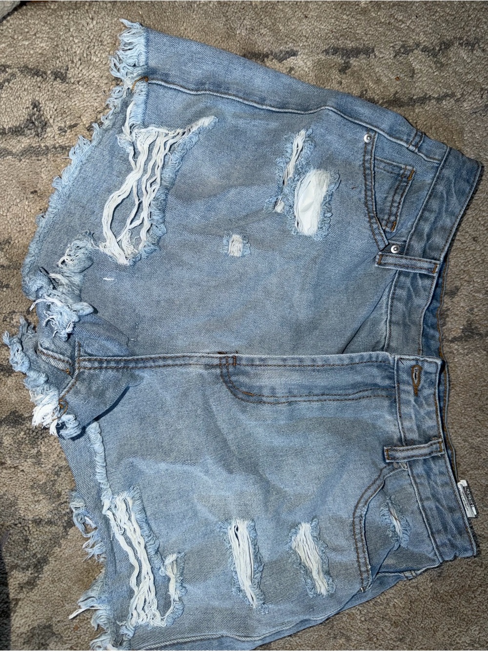 SHEIN Light Blue Distressed Denim Cutoff Shorts